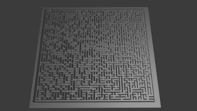 A Blender render of a blocky, high-density maze
